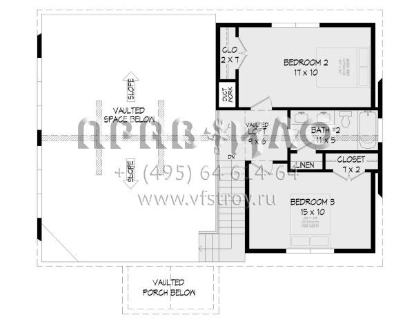 Проект двухэтажного дома без гаража в стиле Шале S5-181 (940-00416)