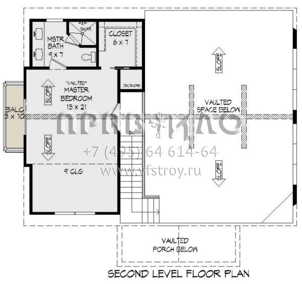 Проект двухэтажного дома без гаража в стиле Шале S5-161 (940-00180)