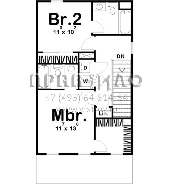 Проект двухэтажного дома без гаража в стиле Ранчо S5-114 (963-00223)