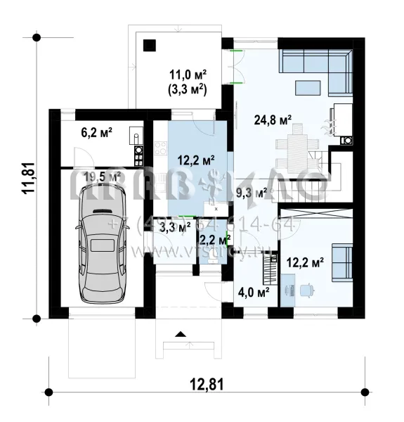 Проект двухэтажного светлого дома с балконом и гаражом S3-164-4 (Zx24 pk)