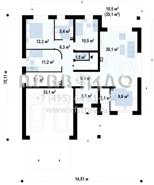 Проект частного дома с встроенным гаражом S3-150-1 (Z202)