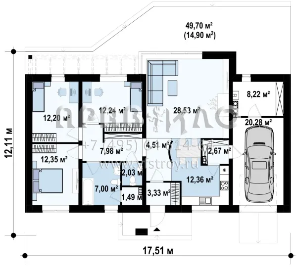 Проект одноэтажного оригинального дома  S3-133-1 (Z165)