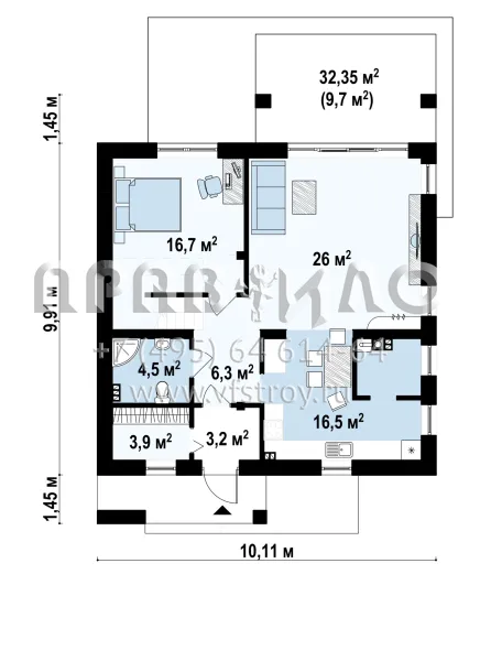 Проект частного квадратного дома S3-153-1 (Z224)