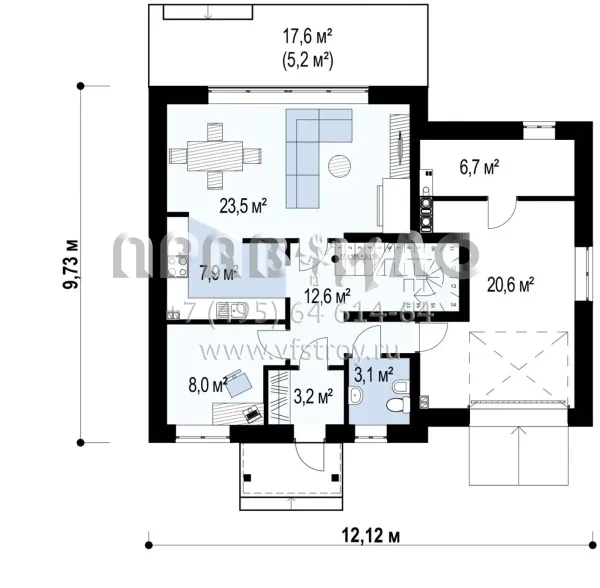 Проект коттеджа с мансардой и встроенным гаражом  S3-139-2 (Z43)