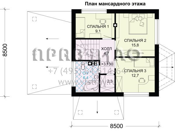 Экономичный загородный дом с навесом для автомобиля S7-116 (3-13c)