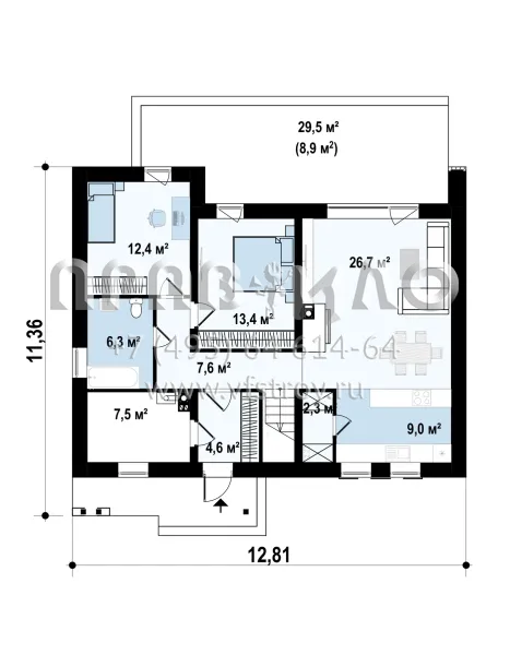 Проект классического двухэтажного дома с камином S3-191-2(Z261_1(v1)
