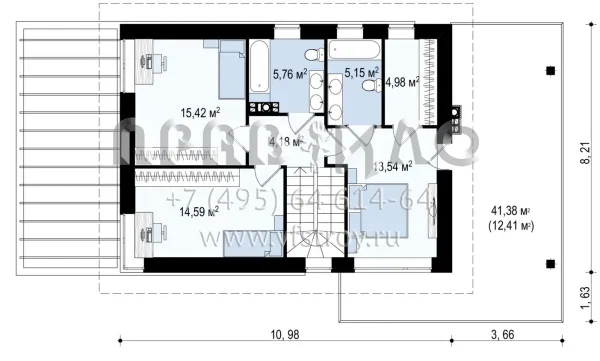 Проект загородной виллы с террасами на двух уровнях S3-160-1 (Zx63 B+)
