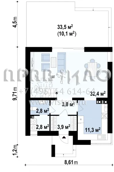 Проект функционального дома с мансардой  S3-111 (Z112)