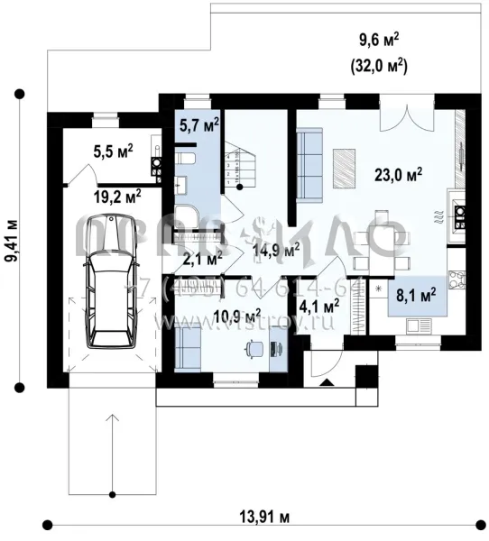 Проект комфортабельного пятикомнатного двухэтажного коттеджа с гаражом s3-148-6 (Z29 minus)