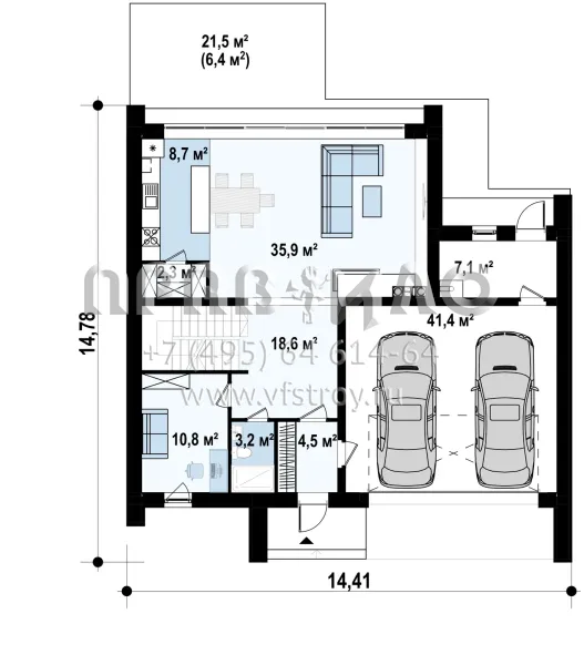 Проект современного дома с мансардой, большой площадью остекления и гаражом на два автомобиля S3-224-1 (z493)