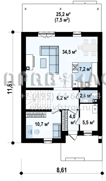 Проект современного одноэтажного дома с мансардой и балконом S3-148-8 (Z38 plus)