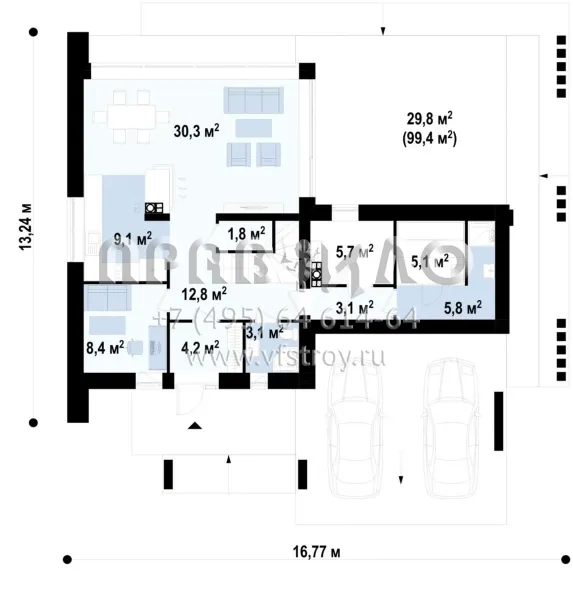 Проект двухэтажного хай-тек дома с темными фасадами S3-147-7 (Zx167)