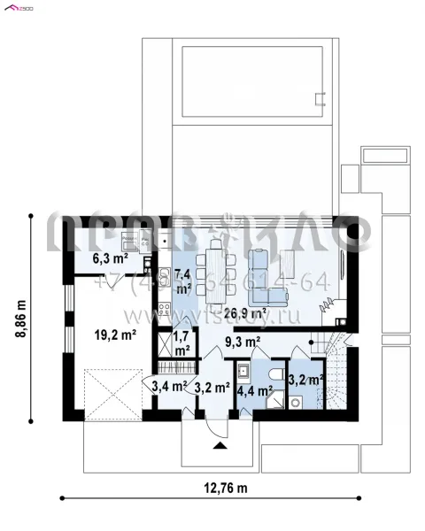 Проект двухэтажного дома с оригинальным хай-тек дизайном S3-139-8 (ZX148)