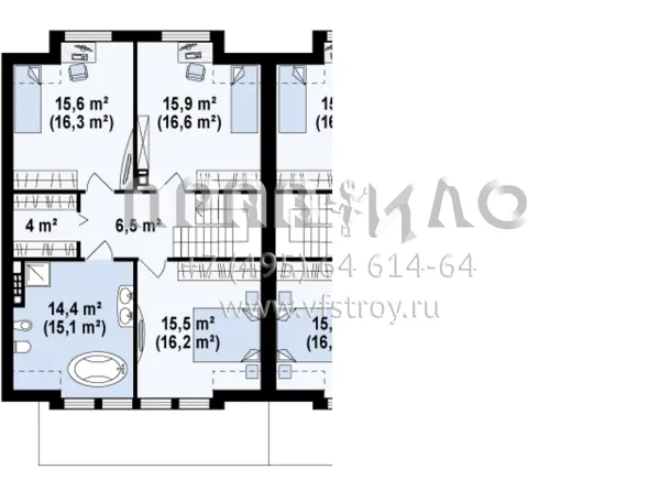 Проект таунхауса на две семьи  S3-156-3 (ZB5)