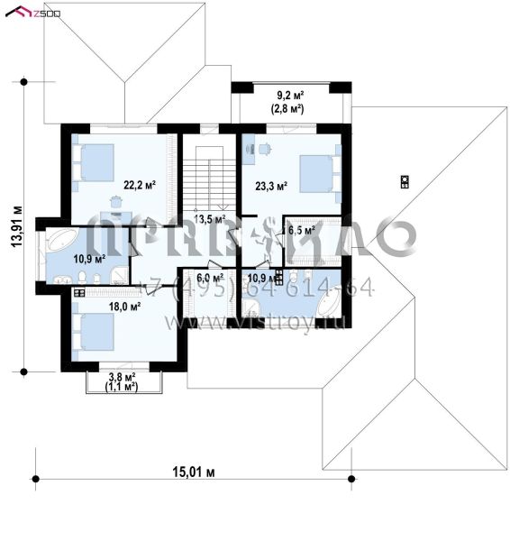 Проект комфортного двухэтажного дома для большой семьи с гаражом на 2 авто S3-315 (Zx13)