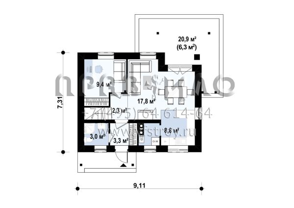 Проект частного дома с мансардой для двоих  S3-92 (Z212)