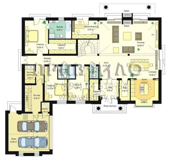 Проект одноэтажного частного дома с гаражом S8-302-1 (Парковая Резиденция 3)