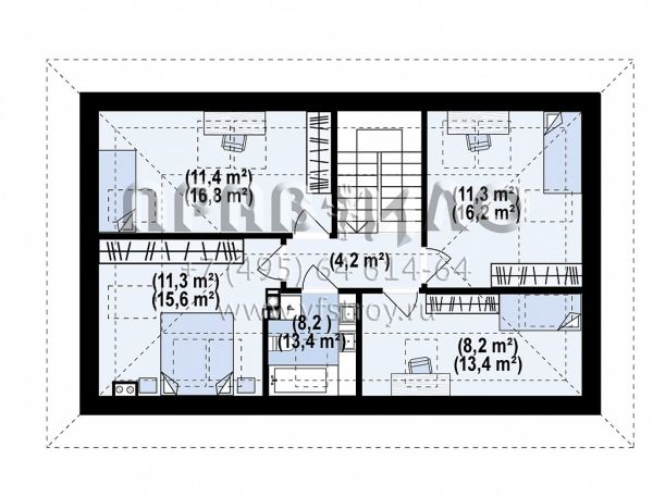 Проект одноэтажного дома с мансардой, гаражом и камином S3-154-7 (z491)