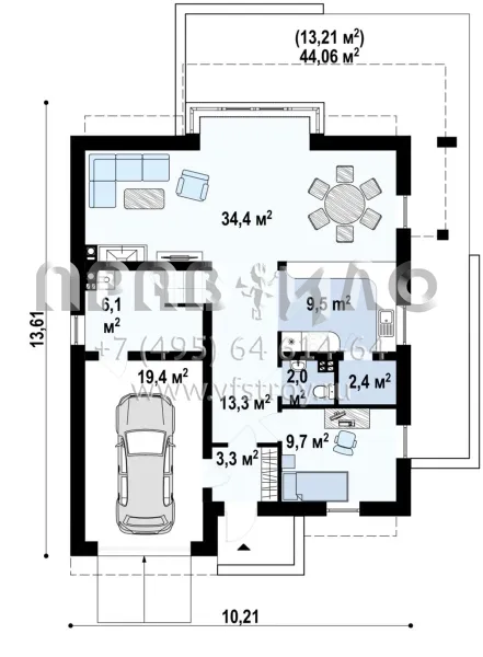 Проект современного загородного дома для большой семьи  S3-177-1 (Zx44)