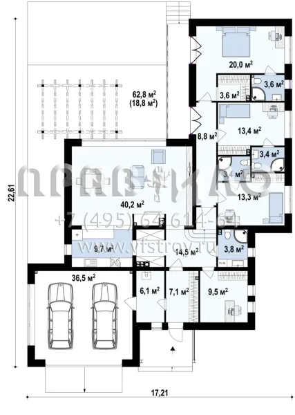 Проект одноэтажного загородного дома в стиле хайтек S3-197-3 (Zx141)