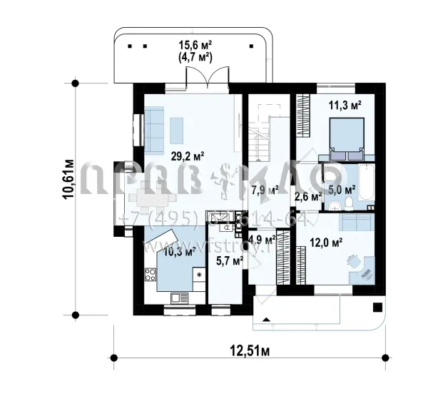 Проект квадратного в плане комфортабельного дома S3-182 (Z104)
