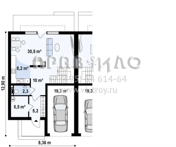 Проект таунхауса на две семьи  S3-156-3 (ZB5)