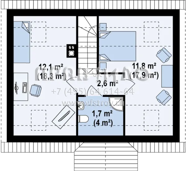 Проект компактного квадратного дома  S3-95-2 (Z32)
