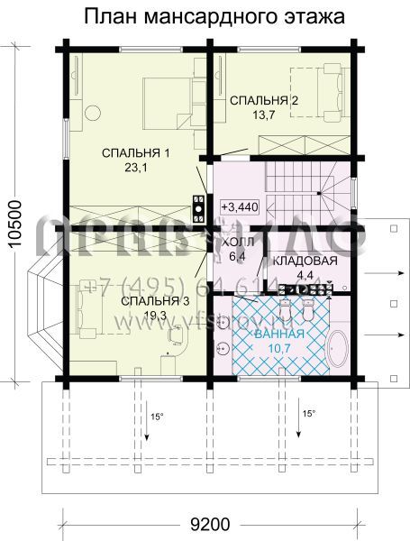 Деревянный загородный дом с цокольным этажом S7-243 (1-42a.1)