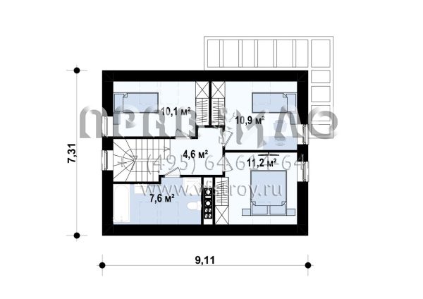 Проект частного дома с мансардой для двоих  S3-92 (Z212)