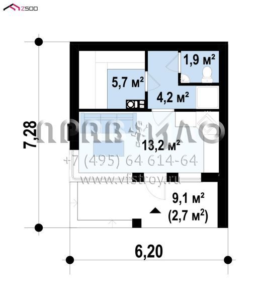 Проект современной бани с плоской кровлей SB3-25 (Zp5)