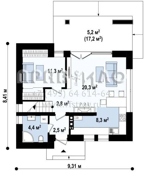 Проект частного дома для размещения на приусадебном участке S3-101 (Z221)