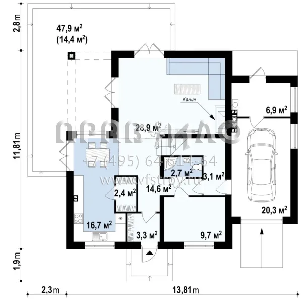 Проект дома с мансардой и тремя балконами S3-230 (Z283)